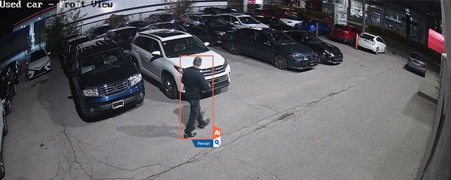 An individual is tracked at auto dealership by Caliber's proprietary AI platform