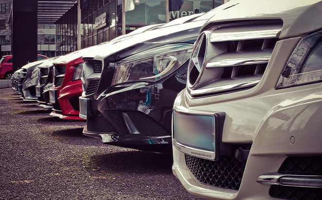 A fleet of vehicles at an auto dealership