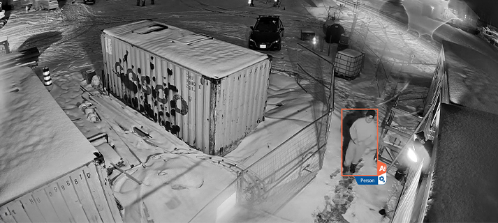 A suspect is captured by Caliber's infrared night vision camera