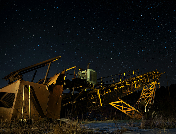 A mining site at night
